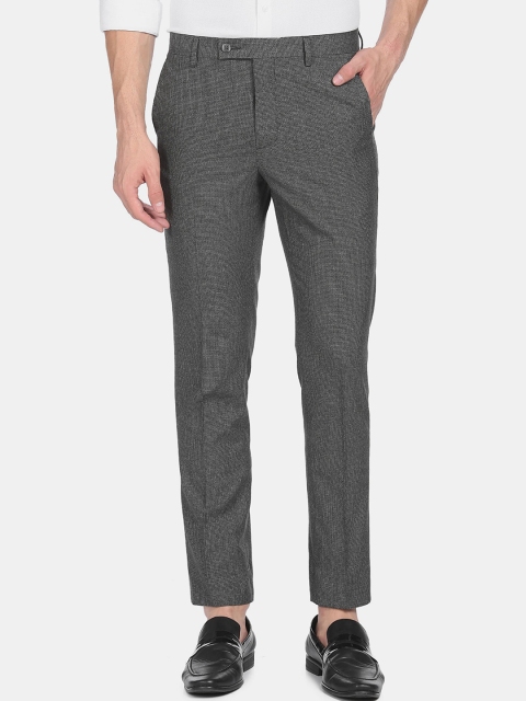 

Arrow New York Men Black Textured Trousers