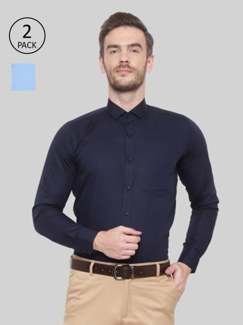 

Srey trends Men Blue Comfort Formal Shirts Pack of 2, Navy blue