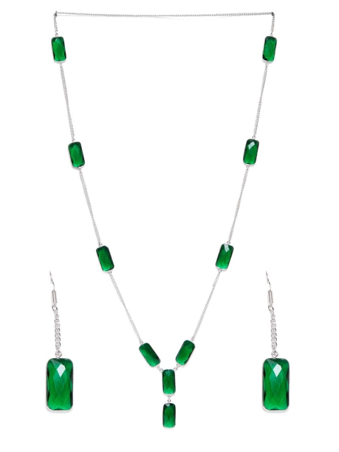 

Bamboo Tree Jewels Green Silver-Plated Handcrafted Necklace