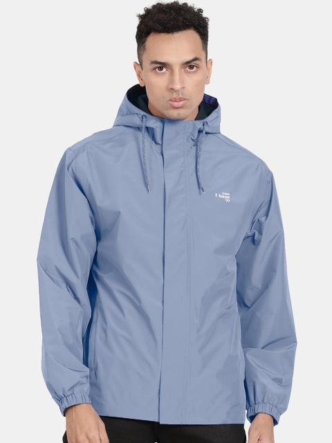 

t-base Men Blue Solid Ribstop Waterproof Rainwear Jacket