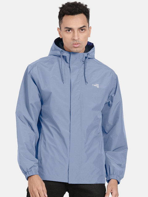 

t-base Men Blue Solid Ribstop Waterproof Rainwear Jacket