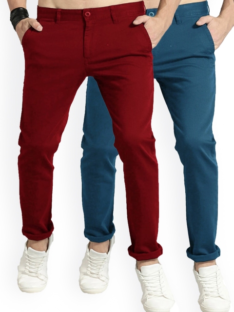 

AD & AV Men Multicoloured Classic Easy Wash Chinos Trousers, Multi