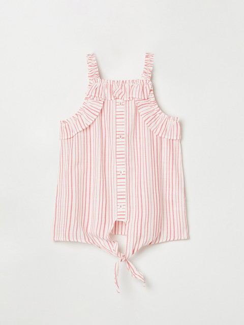 

Bossini Girls White & Pink Striped Printed Top