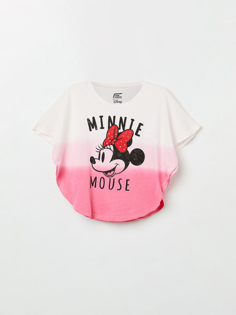 

Fame Forever by Lifestyle Girls Pink & White Minnie Mouse Print Ombre Pure Cotton Top