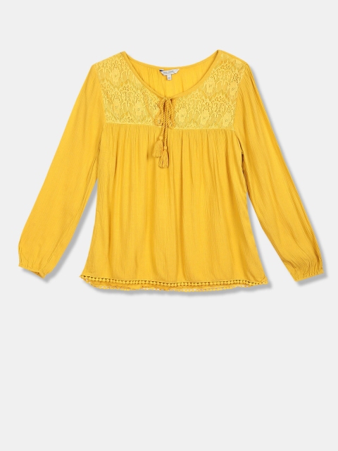 

Aeropostale Yellow Tie-Up Neck Top