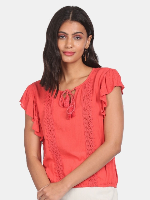 

Aeropostale Red Tie-Up Neck Top