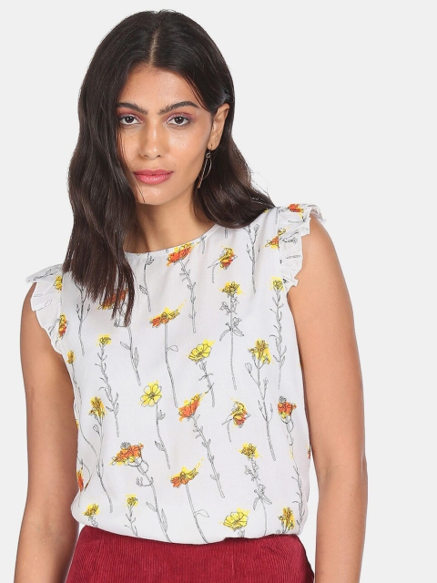 

Aeropostale Women White Floral Printed Top