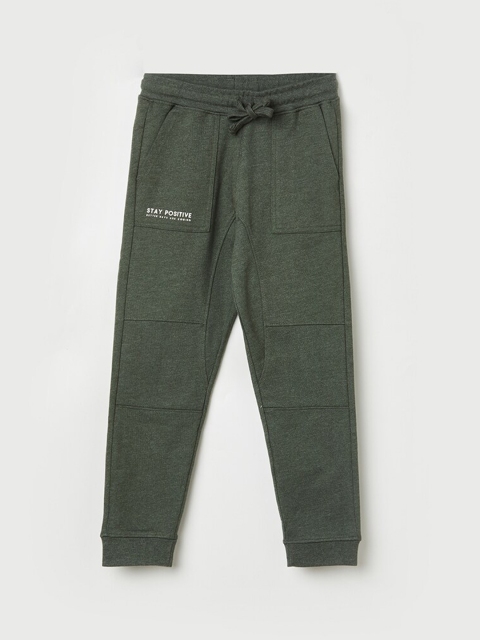 

Fame Forever by Lifestyle Boys Olive Solid Pure Cotton Slim-Fit Joggers