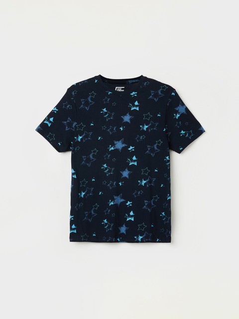 

Fame Forever by Lifestyle Boys Navy Blue Printed Pure Cotton T-shirt