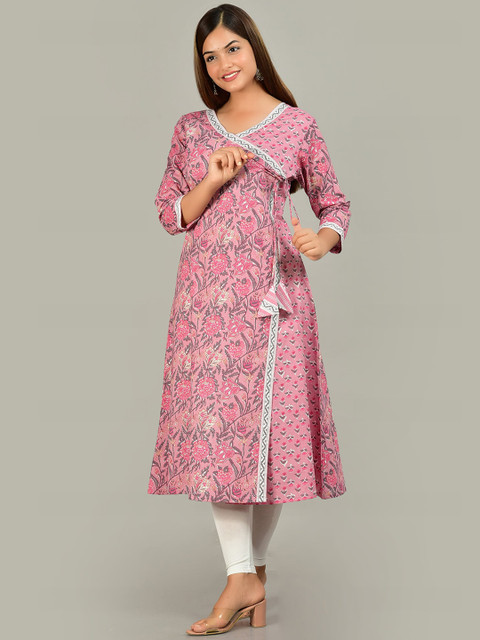 

KALINI Women Pink Ethnic Motifs Printed Cotton Kurta