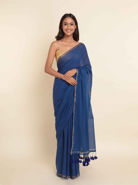 

Suta Blue & Golden Zari Saree