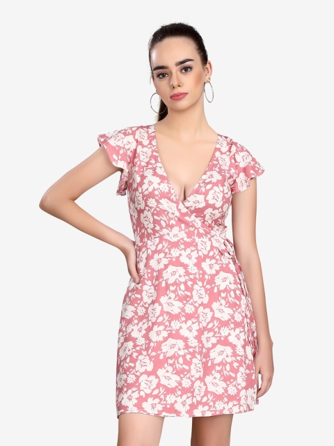 

VASTRADO Women Pink Floral Wrap Dress