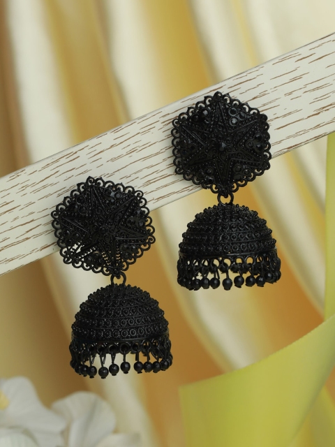 

Priyaasi Black Floral Jhumkas Earrings