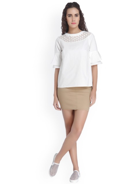 

Vero Moda Women White Solid Regular Top