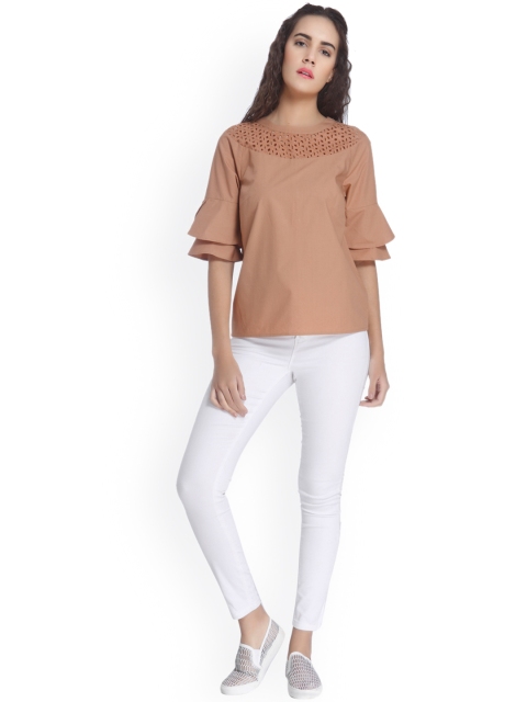 

Vero Moda Women Brown Solid Regular Top