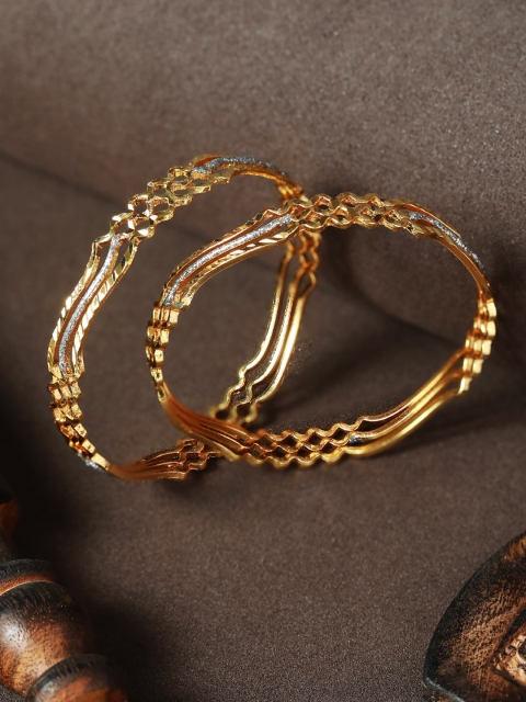 

Priyaasi Set Of 2 Gold-Plated Shimmery Multilayer Bangles