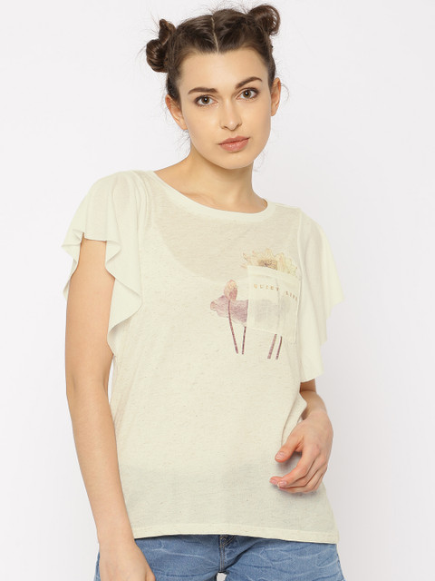 

Vero Moda Women Off-White Self Design Top