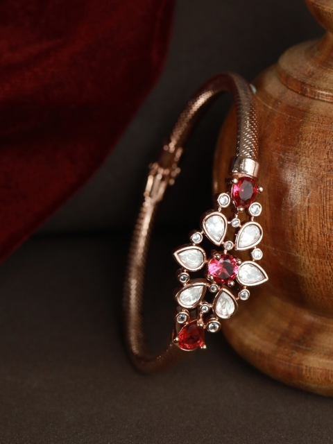 

Priyaasi Women Rose Gold & White Brass Rose Gold-Plated Bangle-Style Bracelet