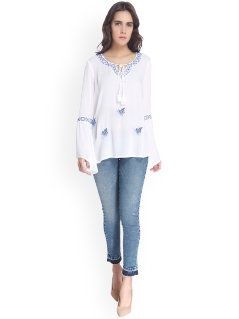 

Vero Moda Women White Embroidered Top