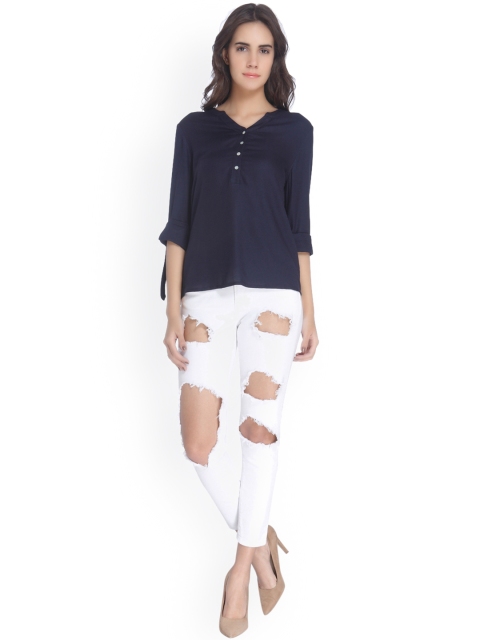 

Vero Moda Women Navy Solid Regular Top, Navy blue