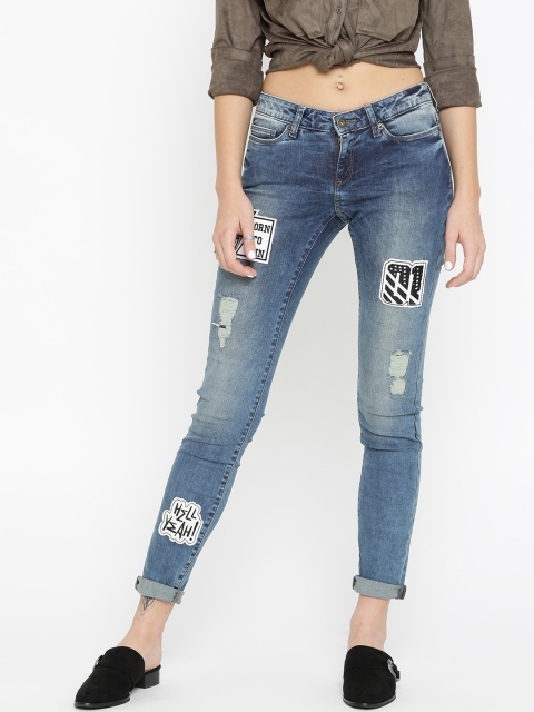 

Vero Moda Women Blue Slim Fit Low Rise Low Distress Jeans