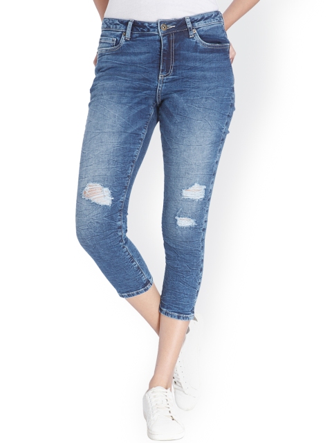 

Vero Moda Women Blue Slim Fit Mildly Distressed Stretchable Jeans