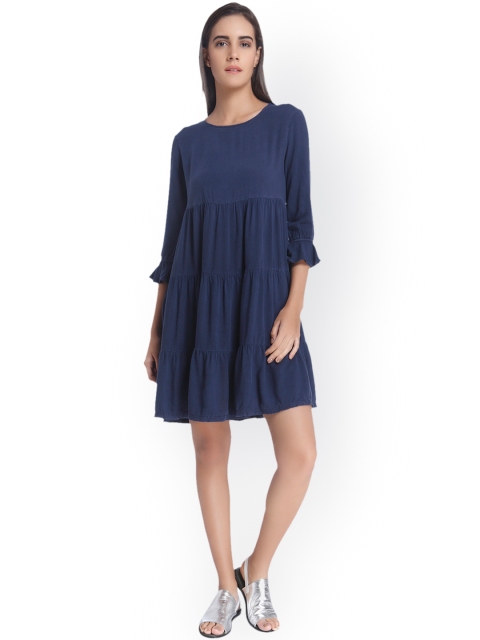 

Vero Moda Women Navy Solid Empire-Line Dress, Navy blue