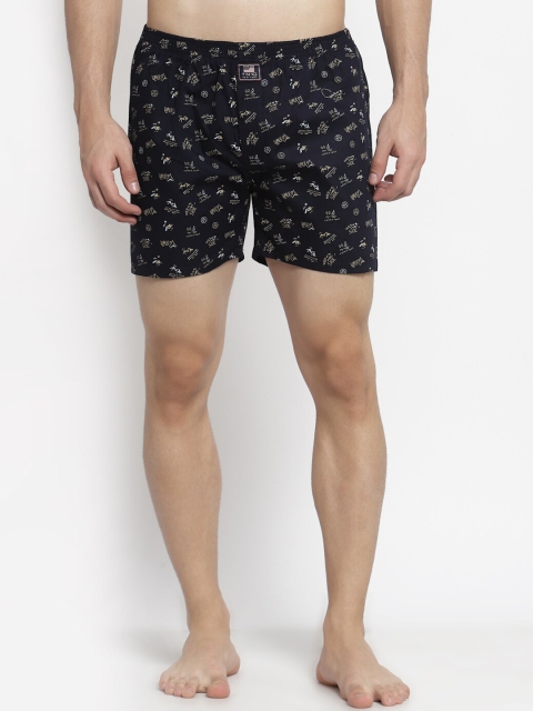 

TNG Men Gold-Toned & Black Printed Pure Cotton Boxers