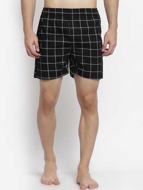 

TNG Men Black Checked Printed Pure Cotton Boxers BXN-TNG-DBLK