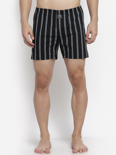 

TNG Men Black Striped Printed Pure Cotton Boxers