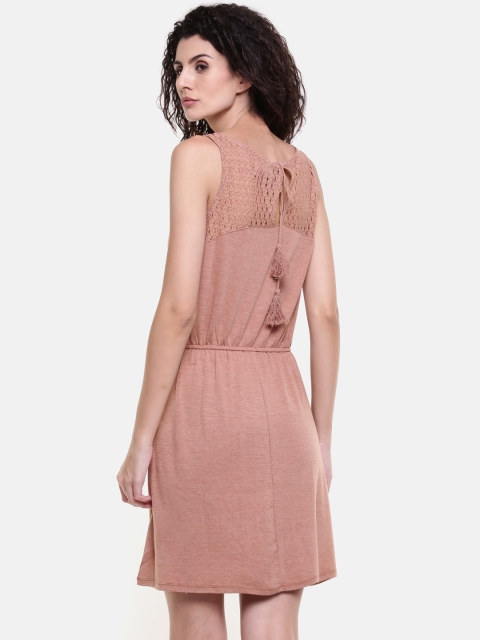 

Vero Moda Women Peach-Coloured Solid Fit and Flare Dress