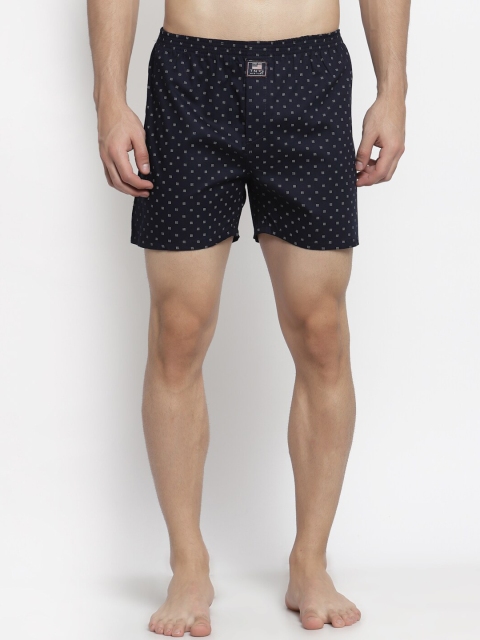 

TNG Men Navy-Blue & White Printed Pure Cotton Boxer BXN-TNG-DNVY