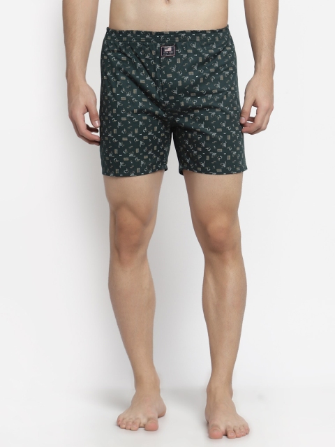 

TNG Men Green Printed Pure Cotton Boxers BXN-TNG-DGRN