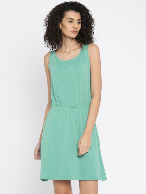 

Vero Moda Women Green Solid Fit and Flare Dress