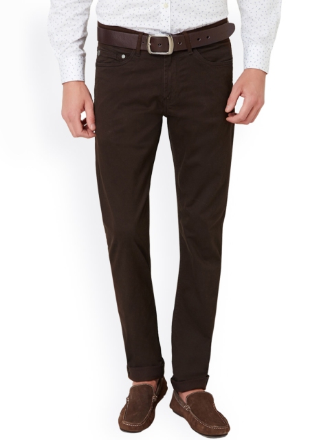 

Solly Jeans Co. by Allen Solly Men Brown Solid Regular Fit Trousers