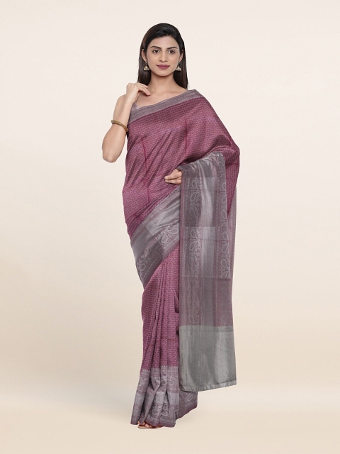 

Pothys Pink Floral Zari Art Silk Saree