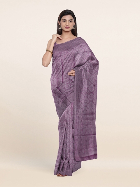 

Pothys Lavender & Silver-Toned Woven Design Art Silk Saree