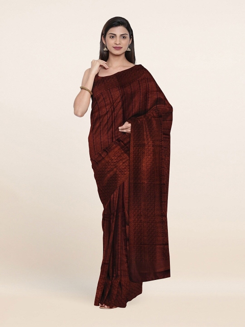 

Pothys Blue & Copper-Toned Woven Design Zari Art Silk Saree