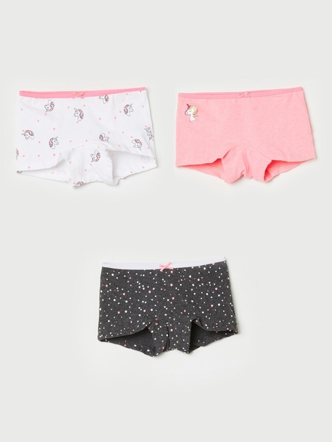 

Fame Forever by Lifestyle Girls Pack of 3 Printed Cotton Briefs 1000011210286-MIX, White