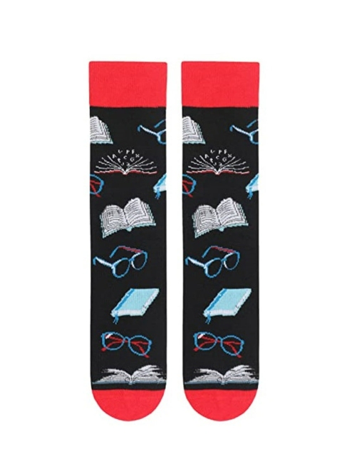 

EL REGALO Black Printed Calf-Length Socks
