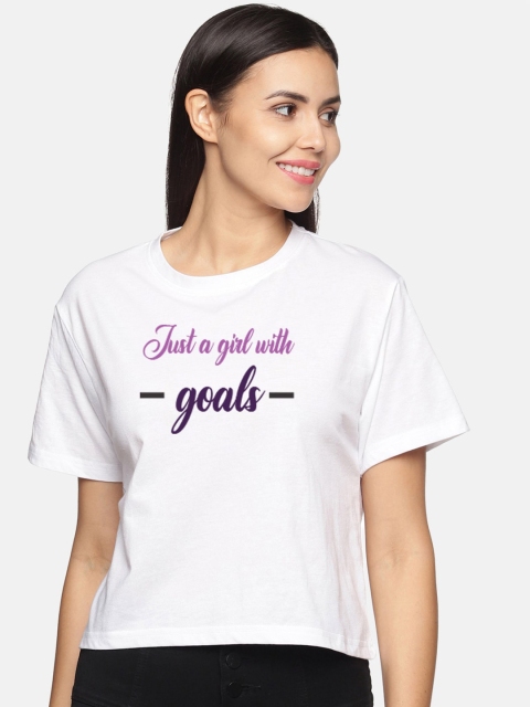 

BEVERLY BLUES Women White Typography Printed T-shirt