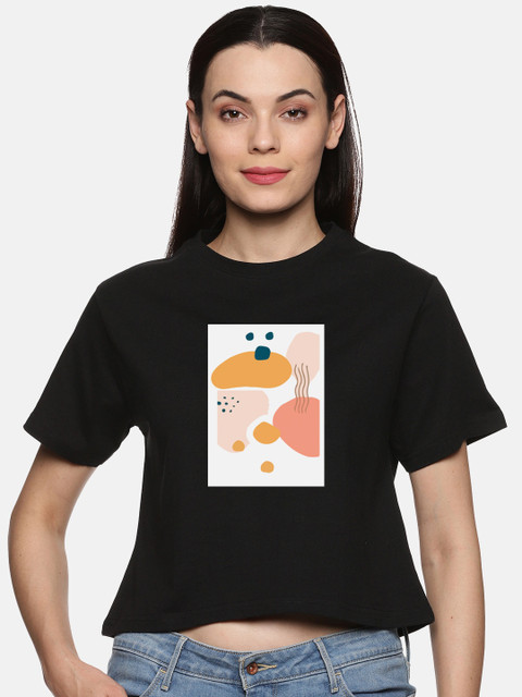 

BEVERLY BLUES Women Black Printed T-shirt