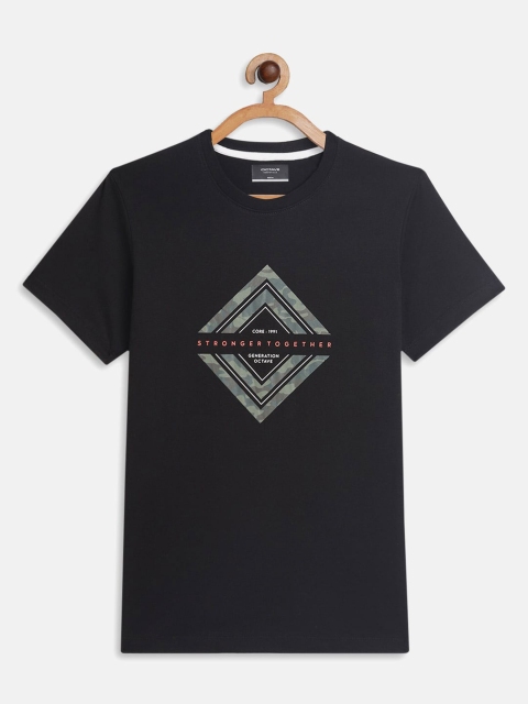 

Octave Boys Black Printed Applique T-shirt