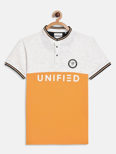 

Octave Boys Yellow & Grey Colourblocked Henley Neck T-shirt
