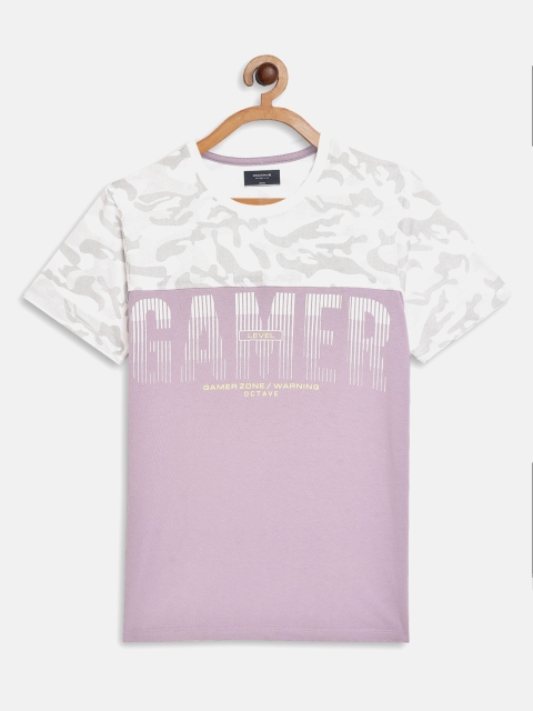 

Octave Boys Purple Printed Cotton T-shirt