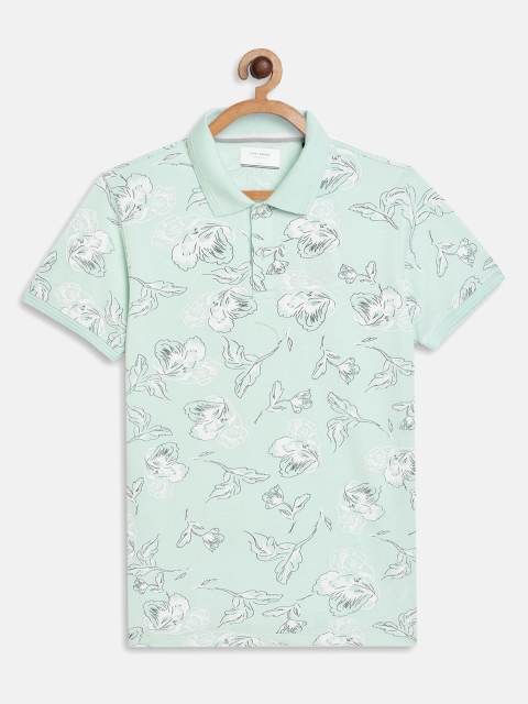 

Octave Boys Green & White Floral Printed Polo Collar T-shirt