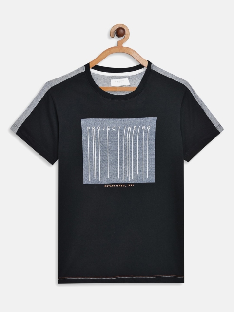 

Octave Boys Navy Blue & Grey Typography Printed T-shirt