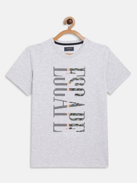 

Octave Boys Grey Typography Printed T-shirt