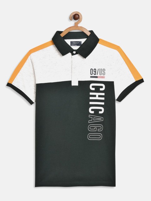 

Octave Boys Green & White Colourblocked Polo Collar T-shirt