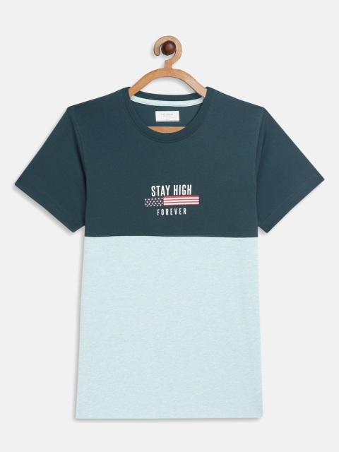 

Octave Boys Green & Sea Green Colourblocked Regular Fit Cotton T-shirt